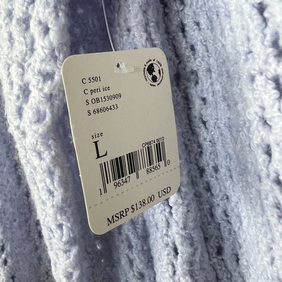 Free People Snowdrift Blue Open Weave Crochet Frill Cuff Collar Sweater - Picture 5 of 8